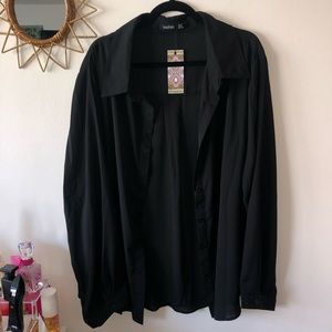 Plus Oversized Black Button Up Shirt